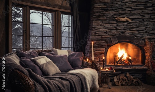 A Cozy Living Space With a Warm, Crackling Fire