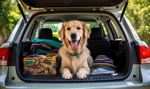 A Loyal Canine Riding Shotgun in a Vehicle