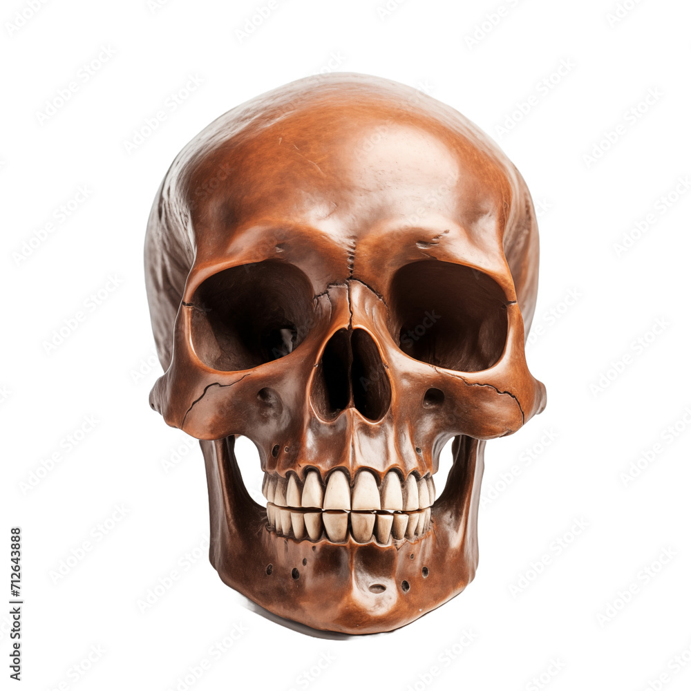 Obraz premium Human skull isolated on transparent and white background. Generative ai