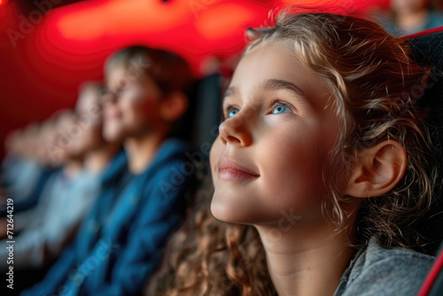 Familie sitzt zusammen und schaut sich einen Film im Kino an