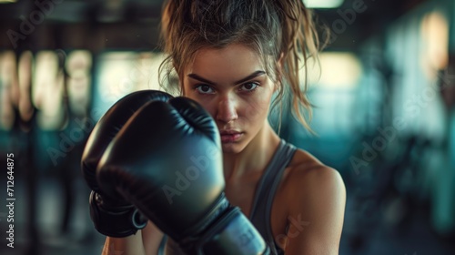 Young Female Boxer Practicing Punch in Fitness Gym © romanets_v