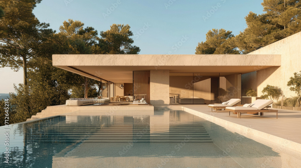 Fototapeta premium Luxury villa exterior detail with pool