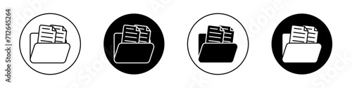 Document archive icon set. Archive Organization and Document Vector Symbol in a Black Filled and Outlined Style. Data Storage and Electronic File Management System Sign. photo