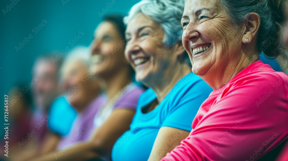Senior Fitness Class Sharing a Laugh Together Senior Fitness Class Sharing a Laugh Together