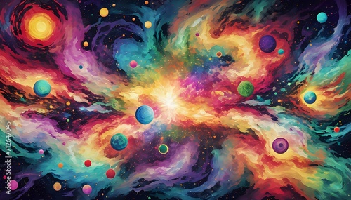 abstract representation of a cosmic phenomenon using unique color patterns and shapes © mr AI