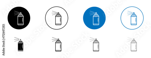Paint aerosol can line icon set. Paint Can and Aerosol Spray Vector Symbol in Black and Blue Color. photo