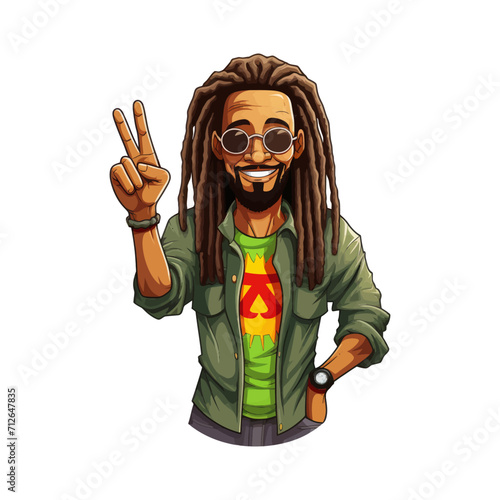 Rastafarian man. Cartoon vector illustration