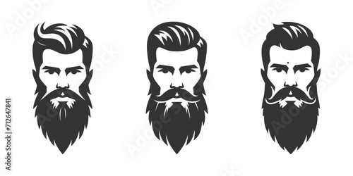 Bearded man face silhouette. Vector illustration