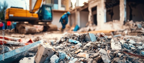 Hazards such as debris, exposed nails, and safety risks on a construction site.