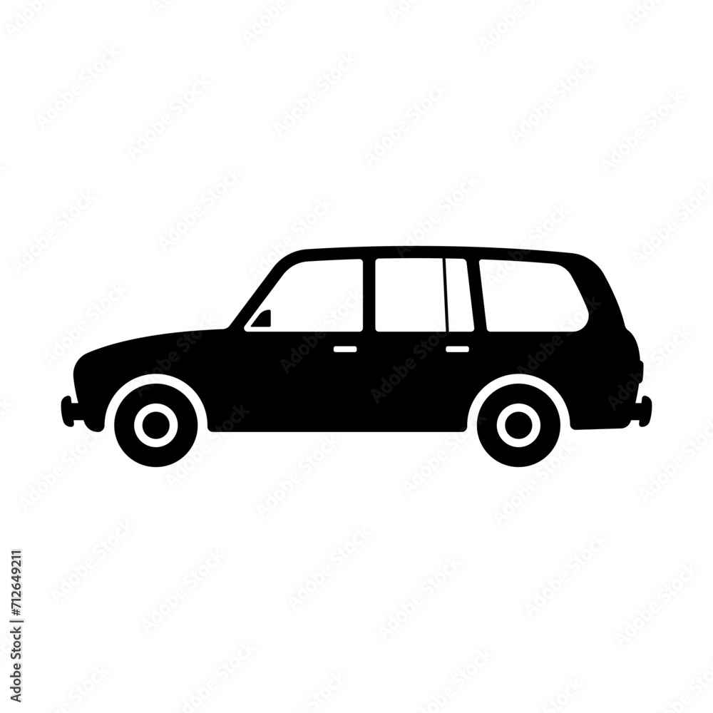 Car icon. Station wagon. Black silhouette. Side view. Vector simple flat graphic illustration. Isolated object on a white background. Isolate.