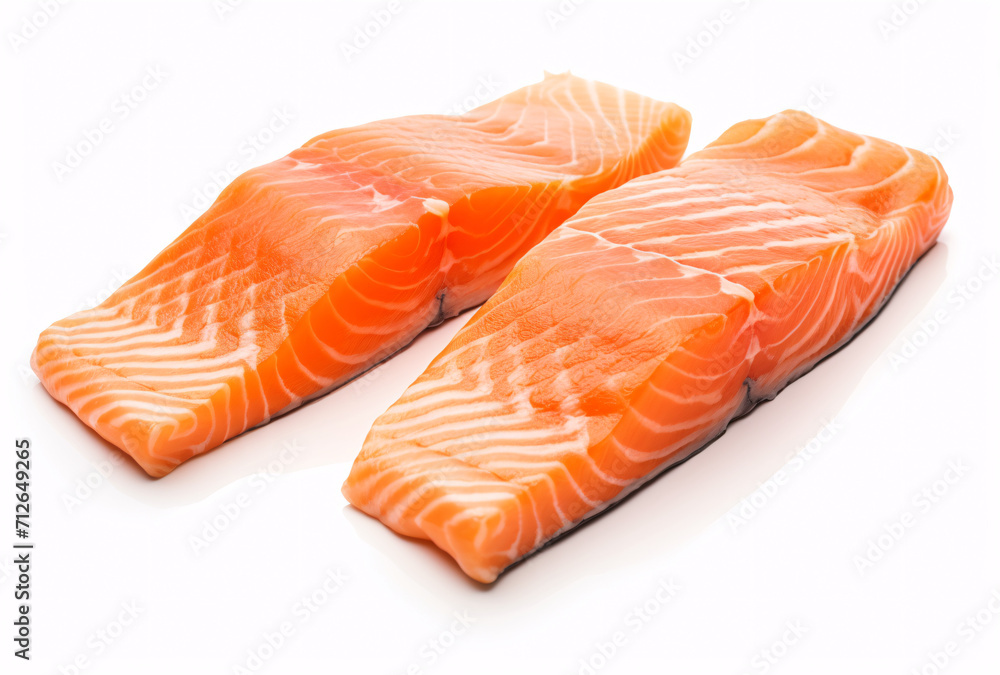 two salmon fillets isolated on white