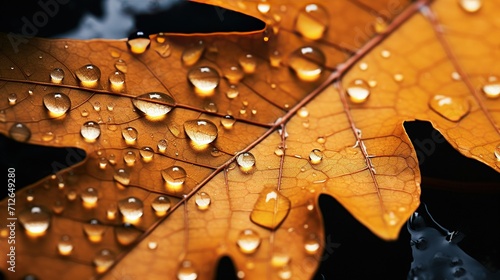 A wet leaf capturing the intricate patterns and textures, with subtle shadows enhancing the realism