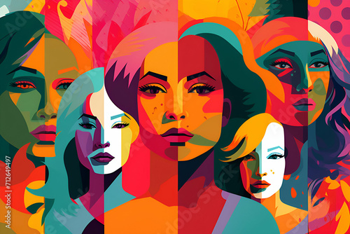 Diverse roles, bold colors. AI art for International Women's Day, celebrating strength, unity, and vibrant confidence.