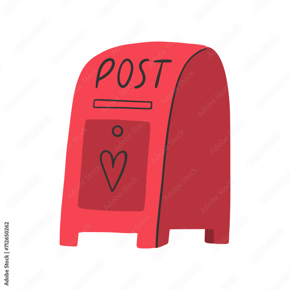 Red mailbox for love letters. Vector illustration. 
