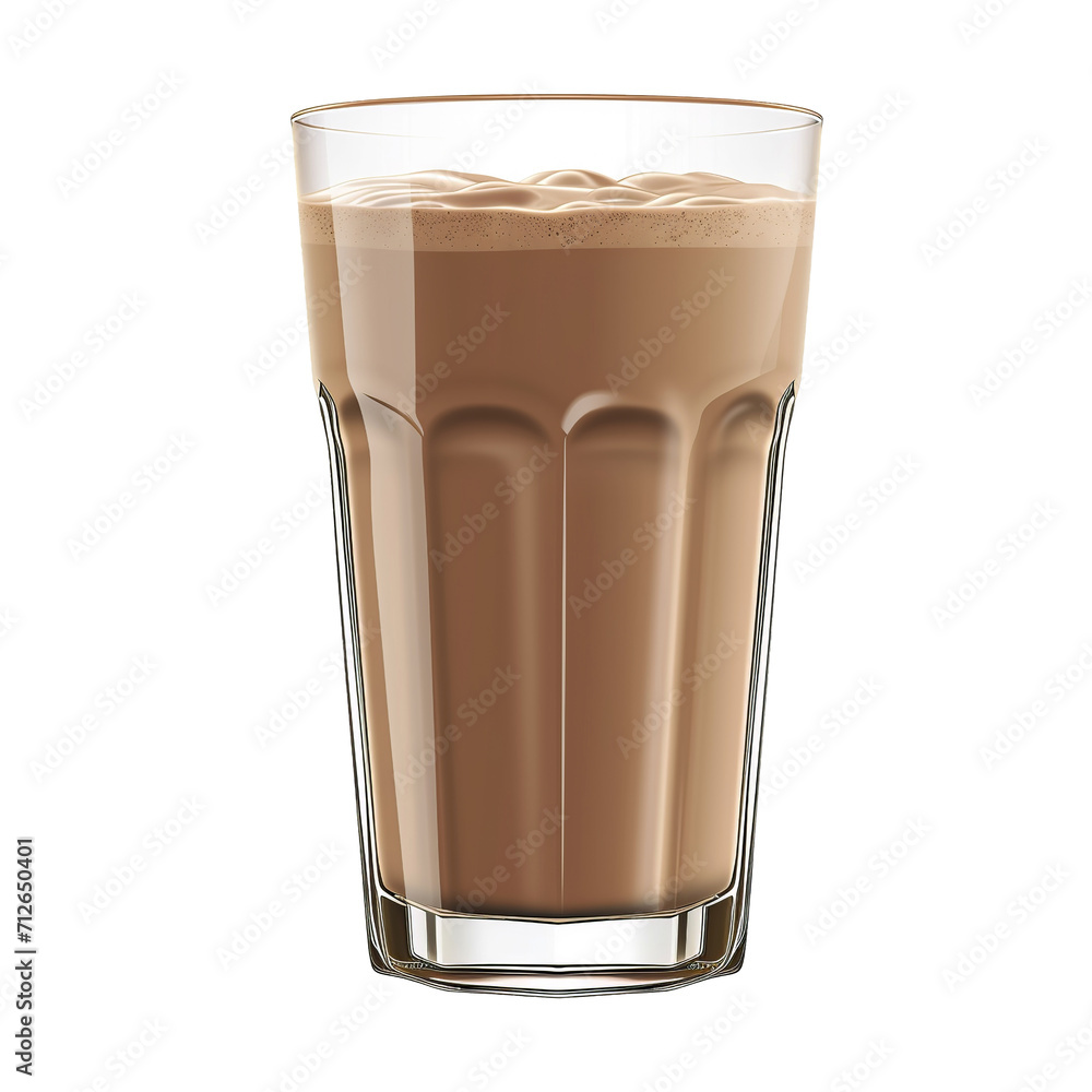 Chocolate milk glass on transparent background Chocolate milk glass on transparent background