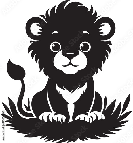 Fototapeta Naklejka Na Ścianę i Meble -  baby lion illustration vector silhouette 