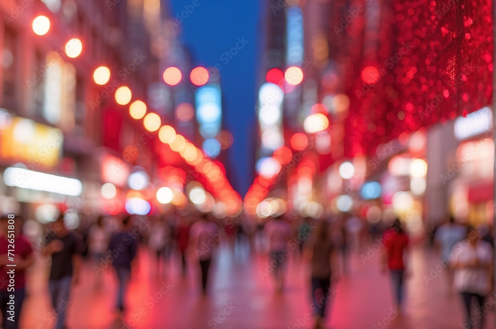 Abstract blurred defocused red street view Abstract blurred defocused red street view