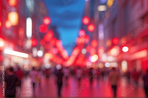 Abstract blurred defocused red street view