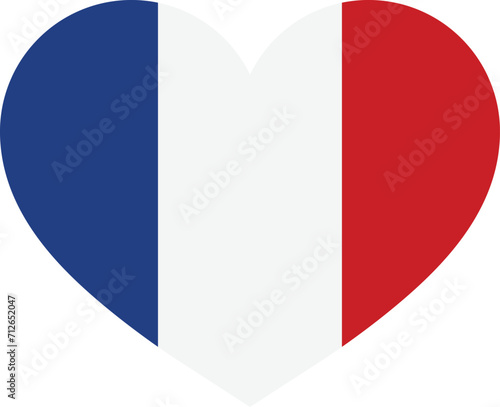 French heart icon . France flag in heart . French flag heart vector