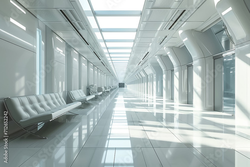 Modern hospital white corridor interior