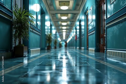 Modern hospital corridor interior