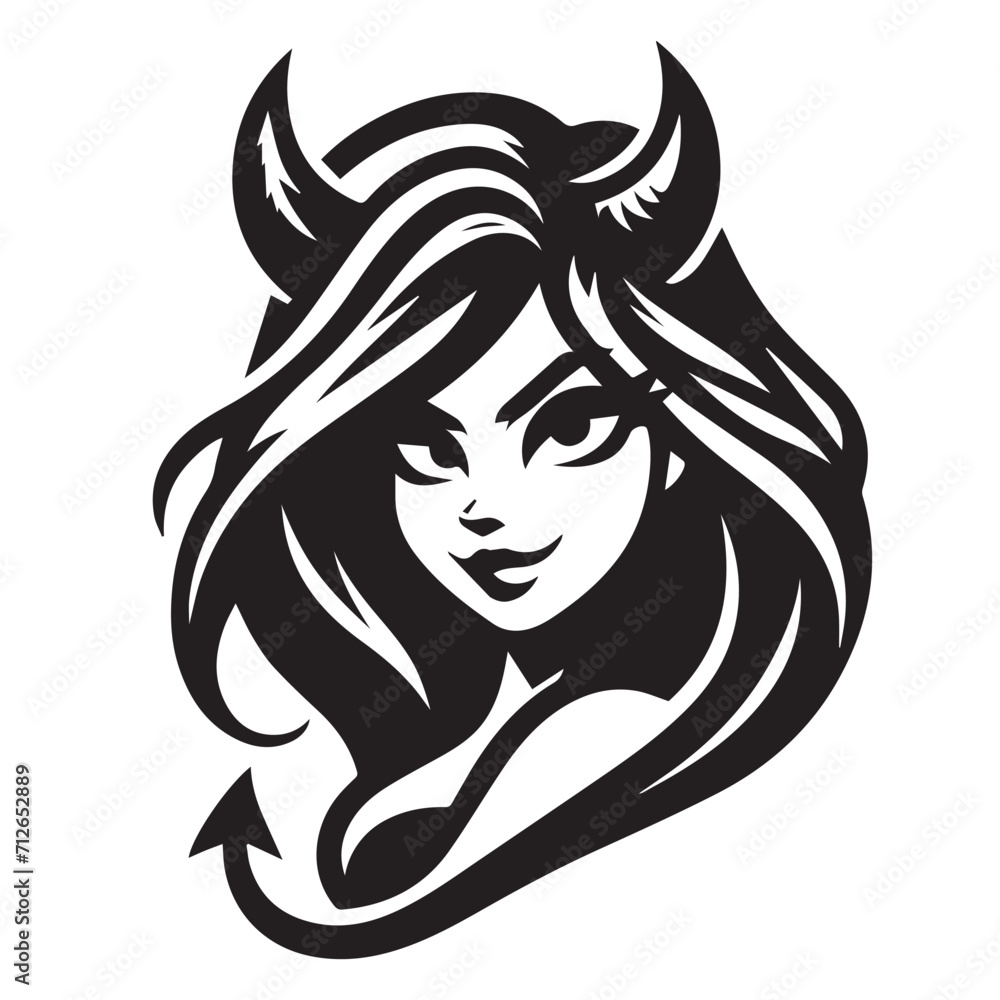 woman with long hair devil face girl woman with long hair devil face girl