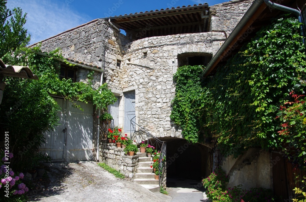 Ancient village of Balazuc in Ardeche in the South East of France, in Europe