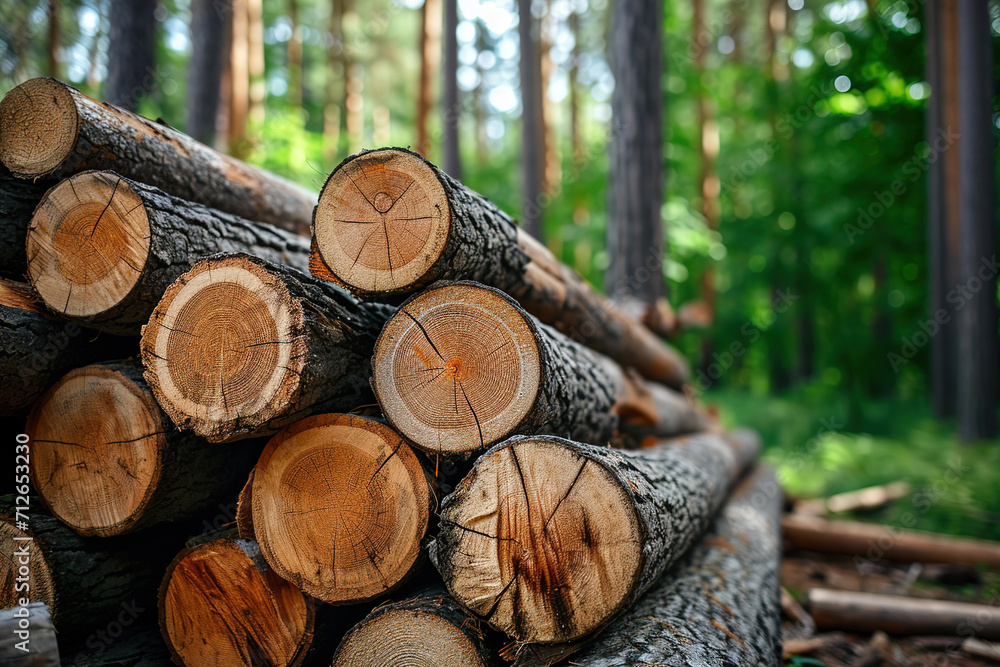 cut wooden logs in the stack in the forest cut wooden logs in the stack in the forest