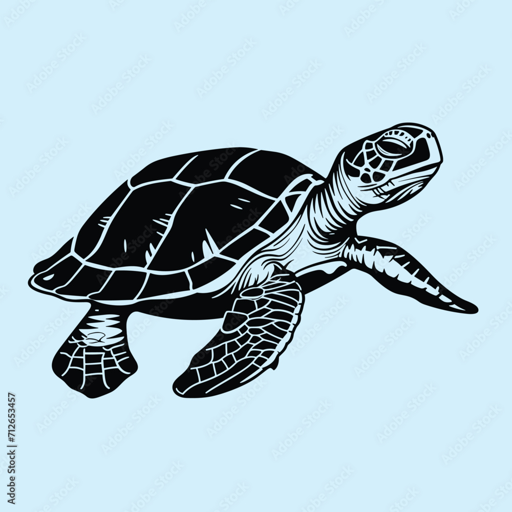 Fototapeta premium Turtle Sea graphic vector icon Sea turtle silhouette, vector illustration on isolated background