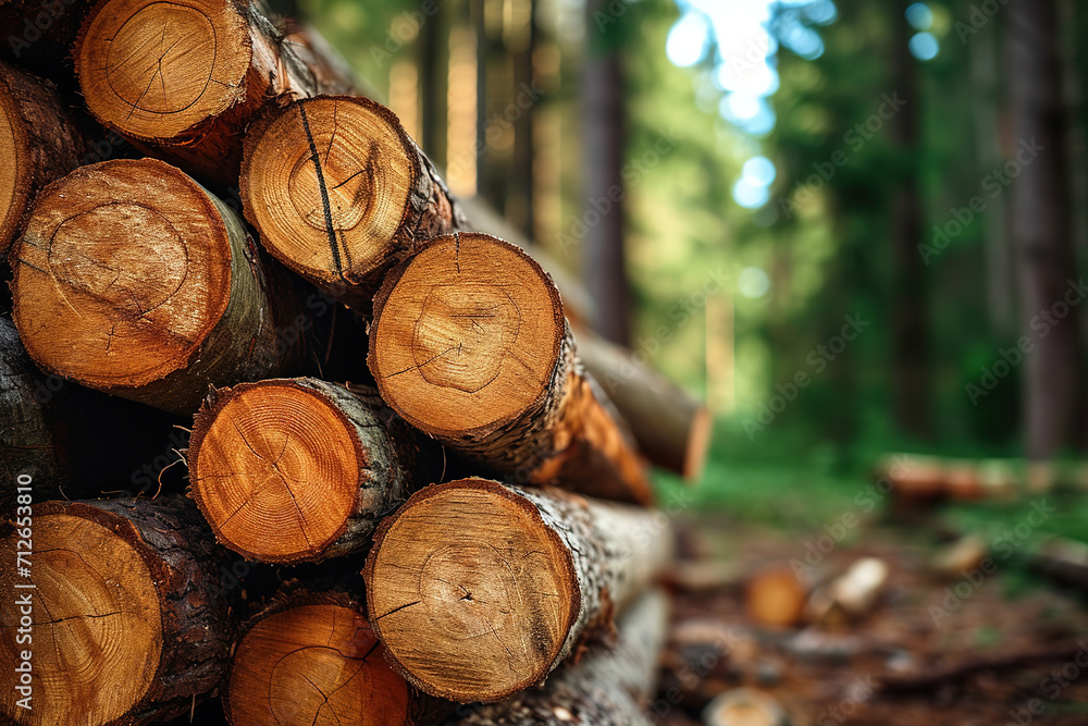 Sawn trees from the forest.