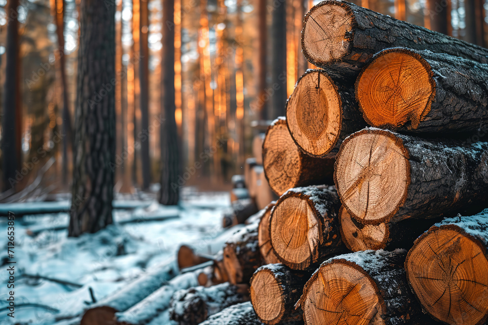 wood Stack in the Frosty Forest