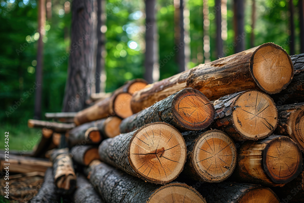 Wood harvesting woodworking industry. Felled trees