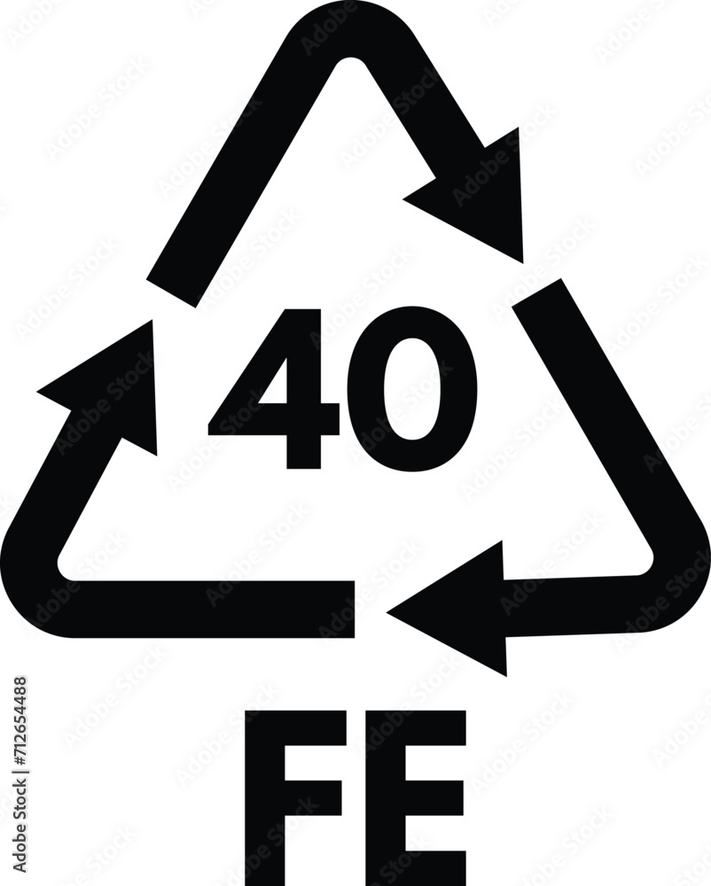 Metal recycling code FE 40 icon . Ecology recycling sign vector Metal recycling code FE 40 icon . Ecology recycling sign vector