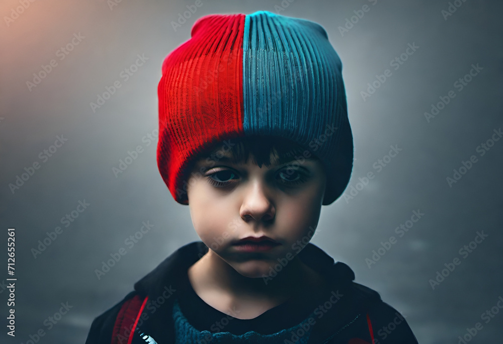 sad kid on minimal background sad kid on minimal background