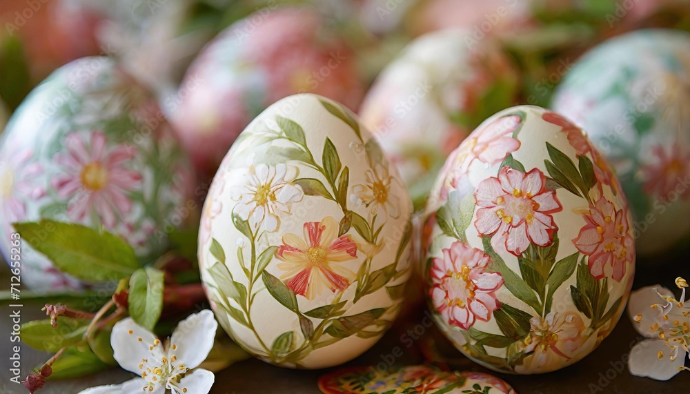 Close-Up of Easter Eggs with Stunningly Detailed Floral Patterns Close-Up of Easter Eggs with Stunningly Detailed Floral Patterns