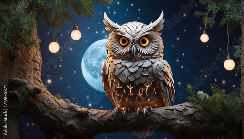 Owl in tree light decoration