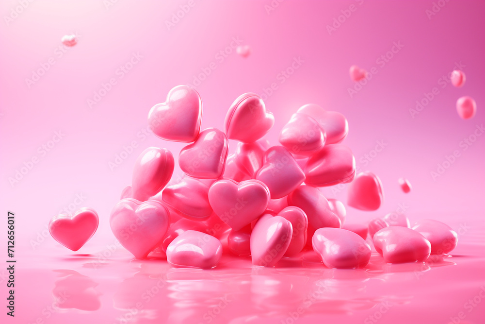 Beautiful background with hearts and sweets for Valentine's Day. Generative AI.