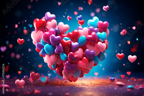 Beautiful background with hearts and sweets for Valentine s Day. Generative AI.