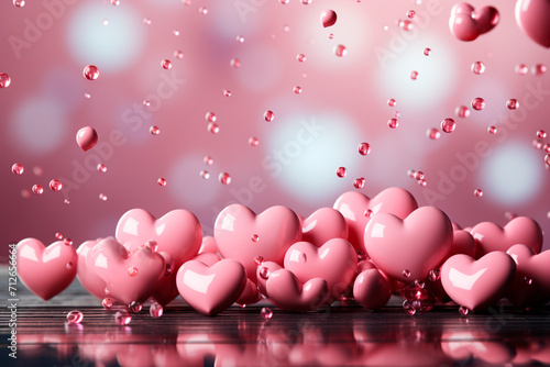 Beautiful background with hearts and sweets for Valentine's Day. Generative AI.