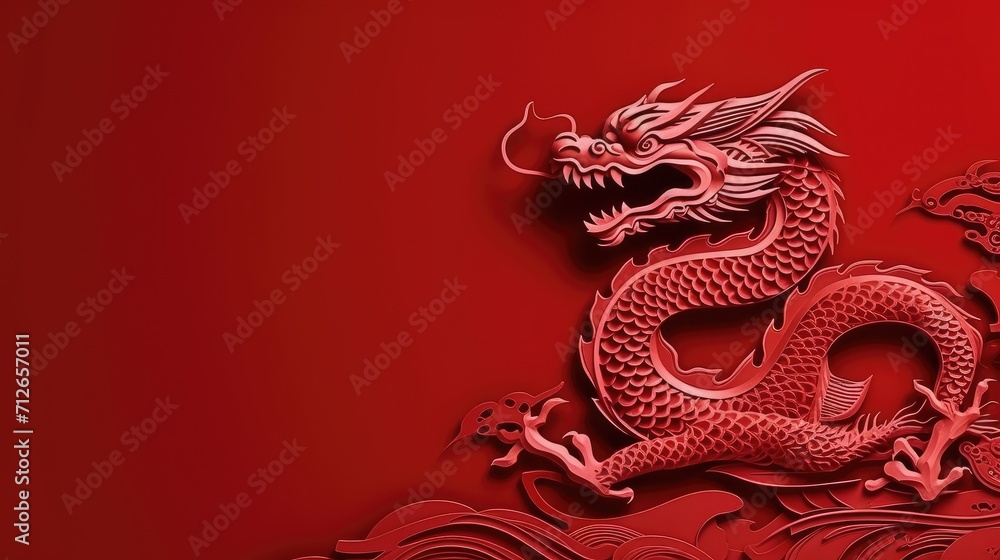 Celebrate Chinese New Year 2024 with a greeting card featuring a majestic golden dragon. Celebrate Chinese New Year 2024 with a greeting card featuring a majestic golden dragon.