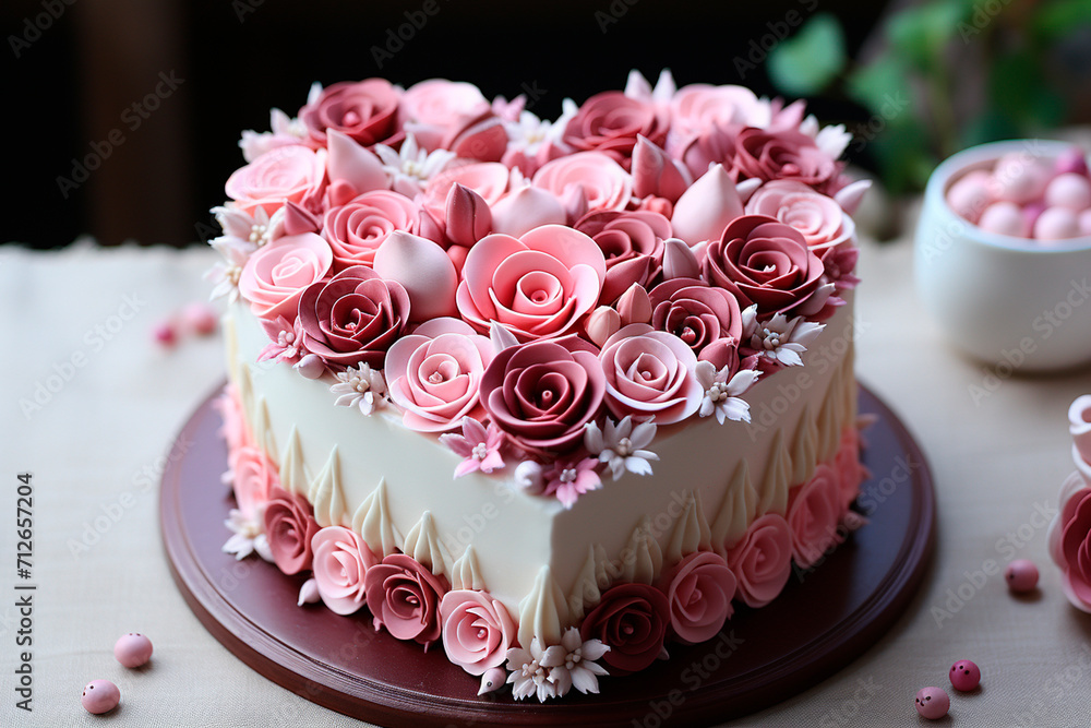 Beautiful background with hearts and sweets for Valentine's Day. Generative AI. Beautiful background with hearts and sweets for Valentine's Day. Generative AI.
