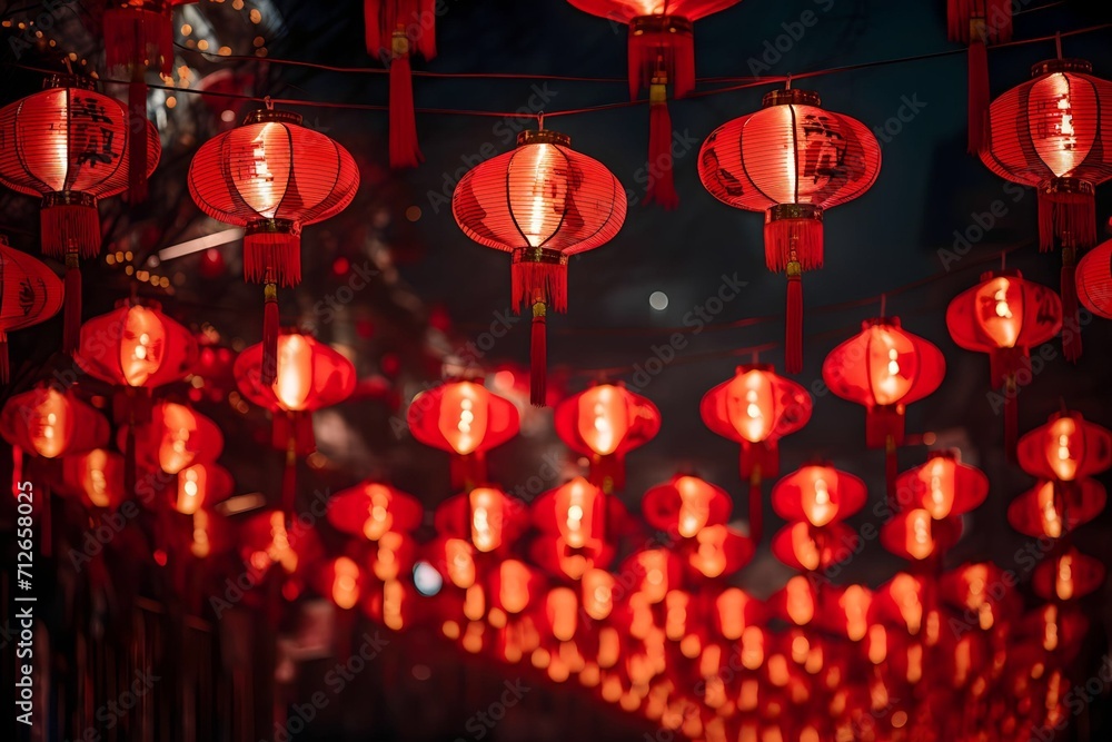 Chinese New Year lantern decorations outdoors Chinese New Year lantern decorations outdoors