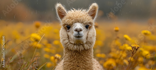 portrait of a lama on a yellow background