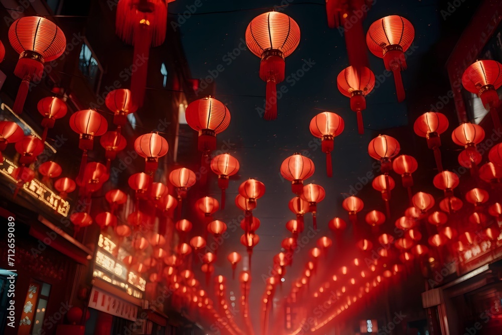 Chinese New Year lantern decorations outdoors Chinese New Year lantern decorations outdoors