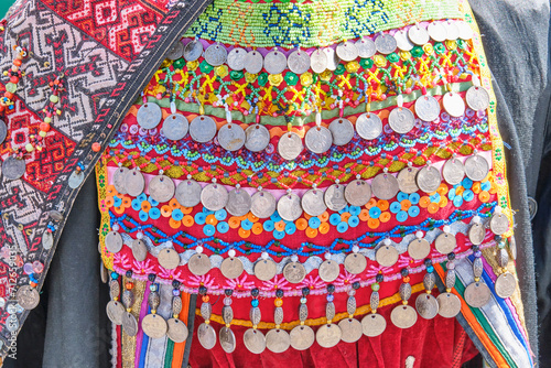 Traditional Mari women's breast decoration, also used as talisman, Urals, Russia photo