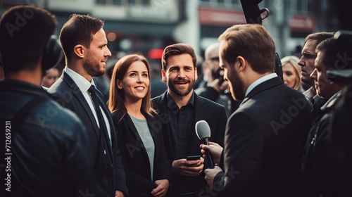 A group of individuals undergoing a news interview