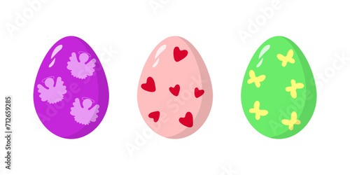 Set of Easter eggs in a flat style, isolated on a white background. Vector illustration