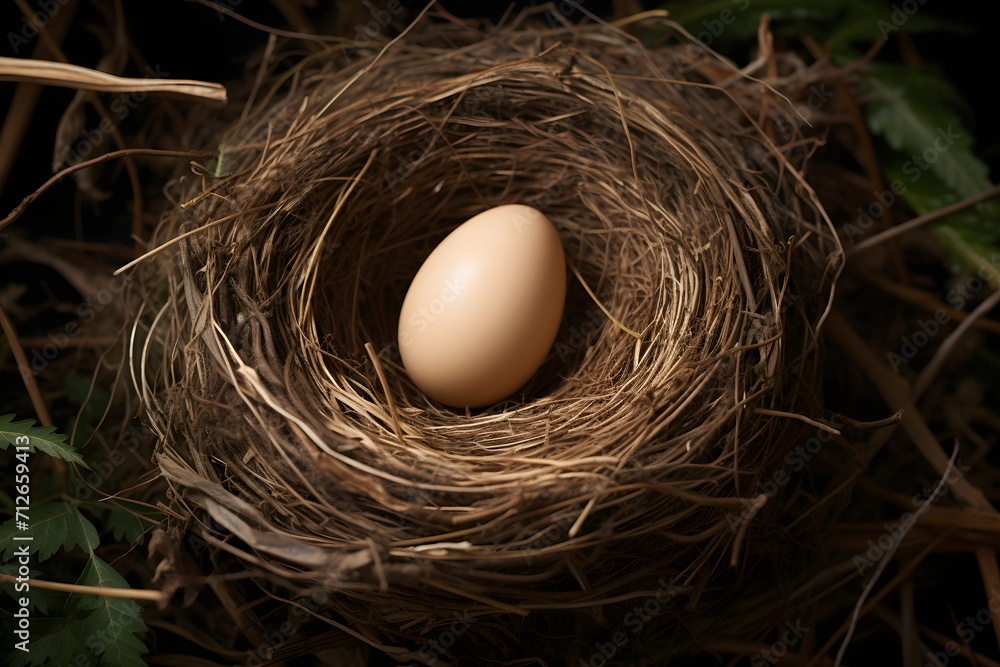 egg nest, birds nest with a coloorful egg, eggs, birds egg, bird laying