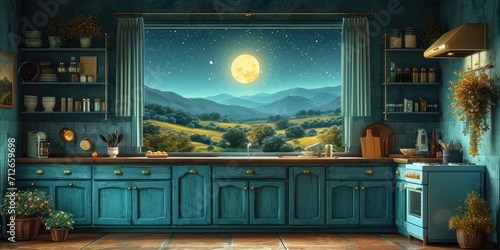 illustration with an old kitchen, from a story © Andrus Ciprian