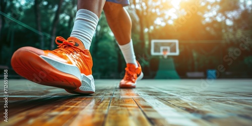 Basketball player running f...